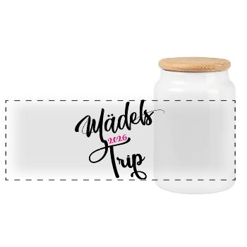 Girls' Trip 2026 Girls' Trip Girls' Tour Girls' Trip - Panoramic Cookie Jar with Wooden Lid - white - Front