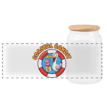 Küstenbandit Möwe Stiehlt Eis - Panoramic Cookie Jar with Wooden Lid - white - Front