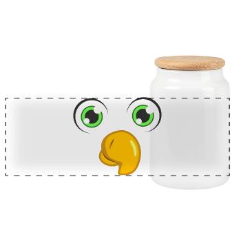 Visage de perroquet mignon, costume minimal drôle d’oiseau DIY - Boîte à biscuits avec couvercle en bois - blanc - Devant