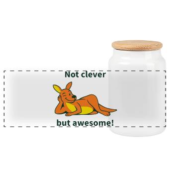Kangaroo with a cheeky saying - Panoramic Cookie Jar with Wooden Lid - white - Front