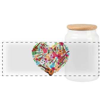 Hawaiian Ukulele Uke Heart - Panoramic Cookie Jar with Wooden Lid - white - Front