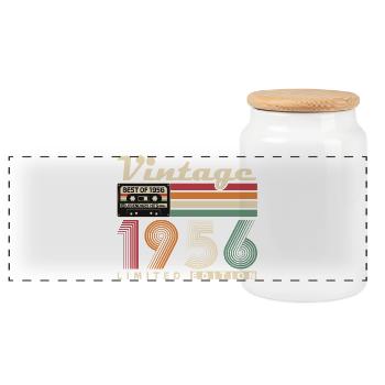 Original 1956 Vintage Vintage Anniversaire Rétro - Boîte à biscuits avec couvercle en bois - blanc - Devant