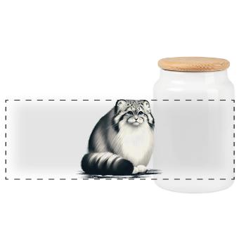 Manul - Panoramic Cookie Jar with Wooden Lid - white - Front