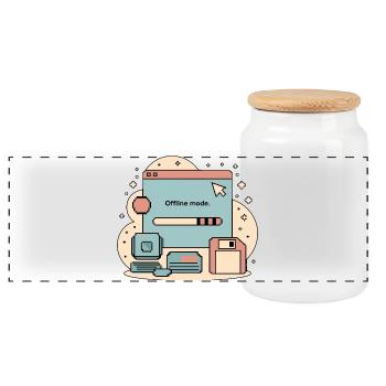 Internet rétro mode hors ligne - Boîte à biscuits avec couvercle en bois - blanc - Devant