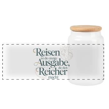 Voyager vous rend plus riche – Citation Design - Boîte à biscuits avec couvercle en bois - blanc - Devant