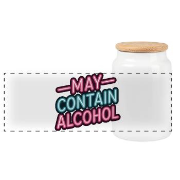 May Contain Alcohol Alkohol Mallorca Saufen JGA - Panoramic Cookie Jar with Wooden Lid - white - Front