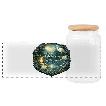 Grace of the quiet - Panoramic Cookie Jar with Wooden Lid - white - Front