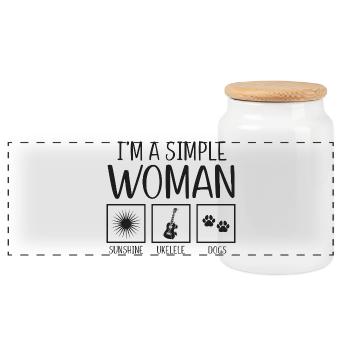 Hawaiian Ukulele Uke I'm A Simple - Panoramic Cookie Jar with Wooden Lid - white - Front