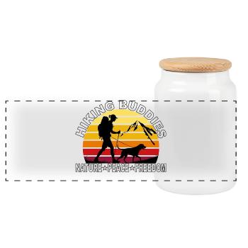 Hiking Buddies - Nature Peace Freedom - Panoramic Cookie Jar with Wooden Lid - white - Front