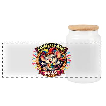 Carnival Mouse - Funny Carnival Costume Sweet - Panoramic Cookie Jar with Wooden Lid - white - Front