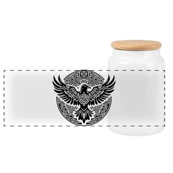 Raven Triskel - Black Silence - Panoramic Cookie Jar with Wooden Lid - white - Front