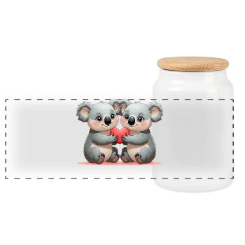 Koalas au cœur : amitié - Boîte à biscuits avec couvercle en bois - blanc - Devant