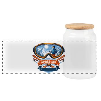 Après Ski Comic Design - Boîte à biscuits avec couvercle en bois - blanc - Devant