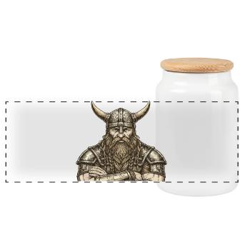Wikinger Viking Legende Seemann Odin Rabe Kämpfer - Panorama Keksdose mit Holzdeckel - Weiß - Vorne