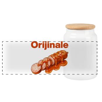 ORIJINALE CURRYWURST! - Panorama Keksdose mit Holzdeckel - Weiß - Vorne