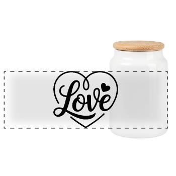 Liebe in einem kalligrafischen Herzen ist etwas Besonderes - Panorama Keksdose mit Holzdeckel - Weiß - Vorne