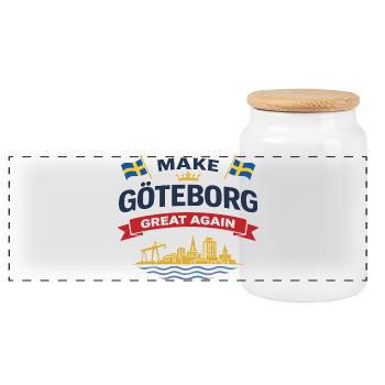 Göteborg-Silhouette mit schwedischen Flaggen - Panorama Keksdose mit Holzdeckel - Weiß - Vorne