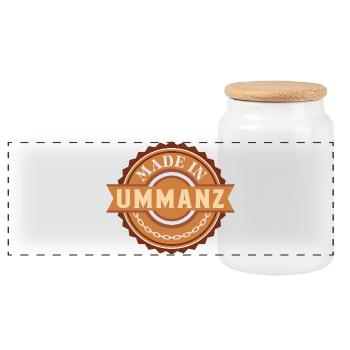 Mer Baltique MADE IN UMMANZ Drôle - Boîte à biscuits avec couvercle en bois - blanc - Devant