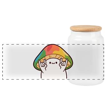 Motley mushroom makes rock mark - Panoramic Cookie Jar with Wooden Lid - white - Front