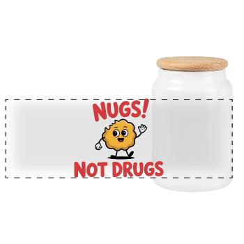 Nugs, not Drugs - Funny T-Shirt - Panoramic Cookie Jar with Wooden Lid - white - Front