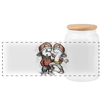 Number Duo Street Style Dancing Six Seven 67 - Panoramic Cookie Jar with Wooden Lid - white - Front