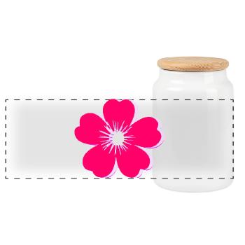 Leuchtend rosa Blütenblüte - Panorama Keksdose mit Holzdeckel - Weiß - Vorne