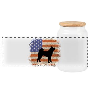 American Akita Silhouette - Bold Dog Breed Graphic - Panoramic Cookie Jar with Wooden Lid - white - Front