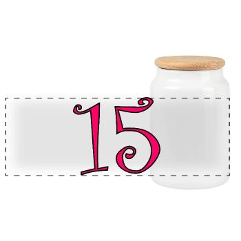 15. 15 YEARS. 15th ANNIVERSARY. 15 YEAR ANNIVERSARY. - Panoramic Cookie Jar with Wooden Lid - white - Front