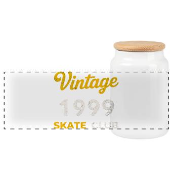 Cadeau vintage de l’année de naissance rétro du Skate Club 1999 - Boîte à biscuits avec couvercle en bois - blanc - Devant