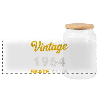 Vintage 1964 Skate Club Retro Birth Year Gift - Panoramic Cookie Jar with Wooden Lid - white - Front