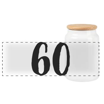 60th Birthday Years Number Number Gift - Panoramic Cookie Jar with Wooden Lid - white - Front