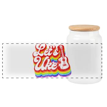 Hawaiian Ukulele Uke Retro Vintage - Panoramic Cookie Jar with Wooden Lid - white - Front