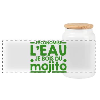 Mojito Humorous Phrase Humor Mojito Cocktail - Panoramic Cookie Jar with Wooden Lid - white - Front