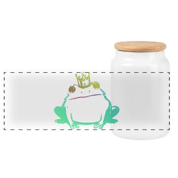 Froschkönig und Neonkrone - Panorama Keksdose mit Holzdeckel - Weiß - Vorne