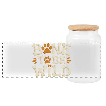 Bone To Be Wild Funny Dog Saying For - Panoramic Cookie Jar with Wooden Lid - white - Front
