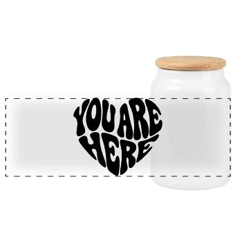 In My Heart - Valentine Retro Quote - Panoramic Cookie Jar with Wooden Lid - white - Front