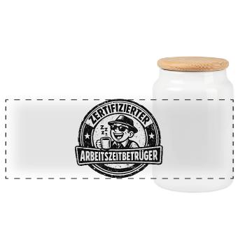 J’aime Temps de travail Fraude Pas de crime Bureau de l’emploi - Boîte à biscuits avec couvercle en bois - blanc - Devant