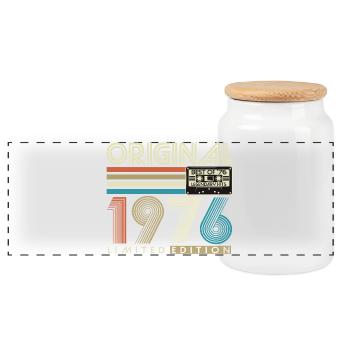 Cadeau d’anniversaire pour le 50e anniversaire 1976 Vintage Retro - Boîte à biscuits avec couvercle en bois - blanc - Devant
