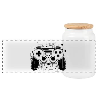 Spiel Controller - Panorama Keksdose mit Holzdeckel - Weiß - Vorne