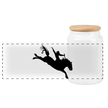 Silhouette de rodéo – Équitation western - Boîte à biscuits avec couvercle en bois - blanc - Devant