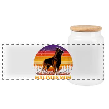 Malinois Mom - Panorama Keksdose mit Holzdeckel - Weiß - Vorne