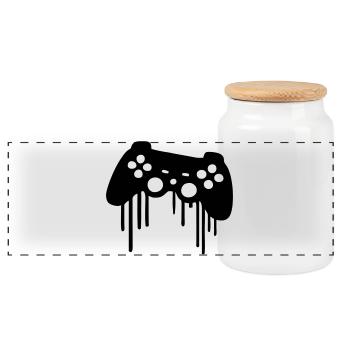 Gaming Controller - Panoramic Cookie Jar with Wooden Lid - white - Front