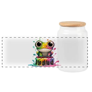 Rainbow Frog Kitchen Magic - Panoramic Cookie Jar with Wooden Lid - white - Front