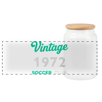 Vintage 1972 – Soccer Club Retro Birth Year - Panoramic Cookie Jar with Wooden Lid - white - Front