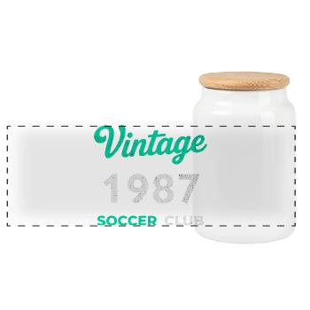 Vintage 1987 – Soccer Club Retro Birth Year - Panoramic Cookie Jar with Wooden Lid - white - Front