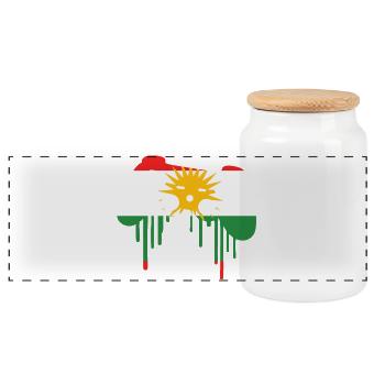 Kurdisch gaming flag - Panorama Keksdose mit Holzdeckel - Weiß - Vorne