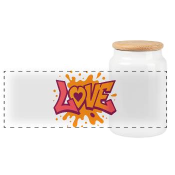 Liebe – Herz – Valentinstag – Hochzeit – Liebe - Panorama Keksdose mit Holzdeckel - Weiß - Vorne