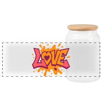 Amour - Cœur - Saint Valentin - Mariage - Boîte à biscuits avec couvercle en bois - blanc - Devant