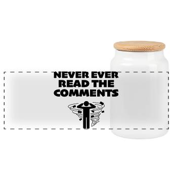 Never Ever Read the Comments Online - Panoramic Cookie Jar with Wooden Lid - white - Front
