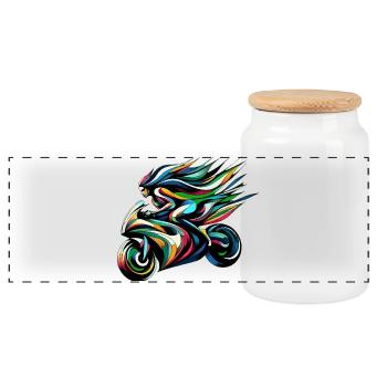 Colorful Flow Moto Illustration - Panorama Keksdose mit Holzdeckel - Weiß - Vorne